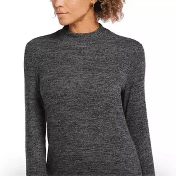 NEW NWT Rafaella Hacci Long Sleeve Mockneck Top Charcoal Gray Tweed XS MSRP:$69 - Picture 3 of 10